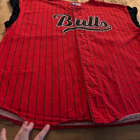 Vintage STARTER 90s Chicago Bulls Pinstripe Baseball Jersey 
Men’s XXL - Picture 8 of 13